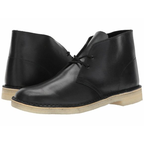 Clarks Originals Desert Boots Men's Black Leather - Picture 1 of 16